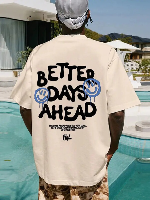 Days Ahead Letter Graphic Men's and Women's T-Shirt O-Neck Casual T-Shirt Fashion Cotton T-Shirt Summer Clothing