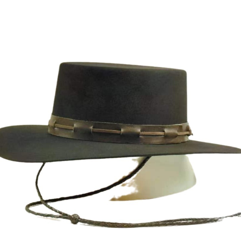 Solid Color Sheep Felt Leather Decorative Wool Top Hat_voghion.com