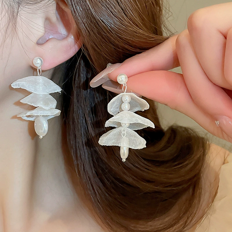 Серьги Baoyu bow & flower коллекция, французский лёгко-люкс стиль с жемчужной отделкой