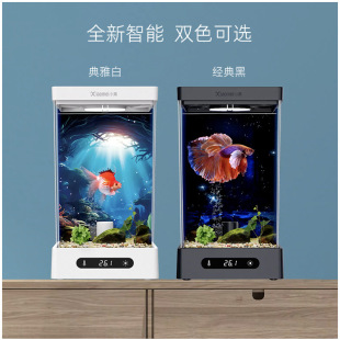 10W Constant Temperature Heating Betta Fish Tank Small Fish Tank Jellyfish Tank Office Desk Creative Landscaping Heating Rgb Lighting