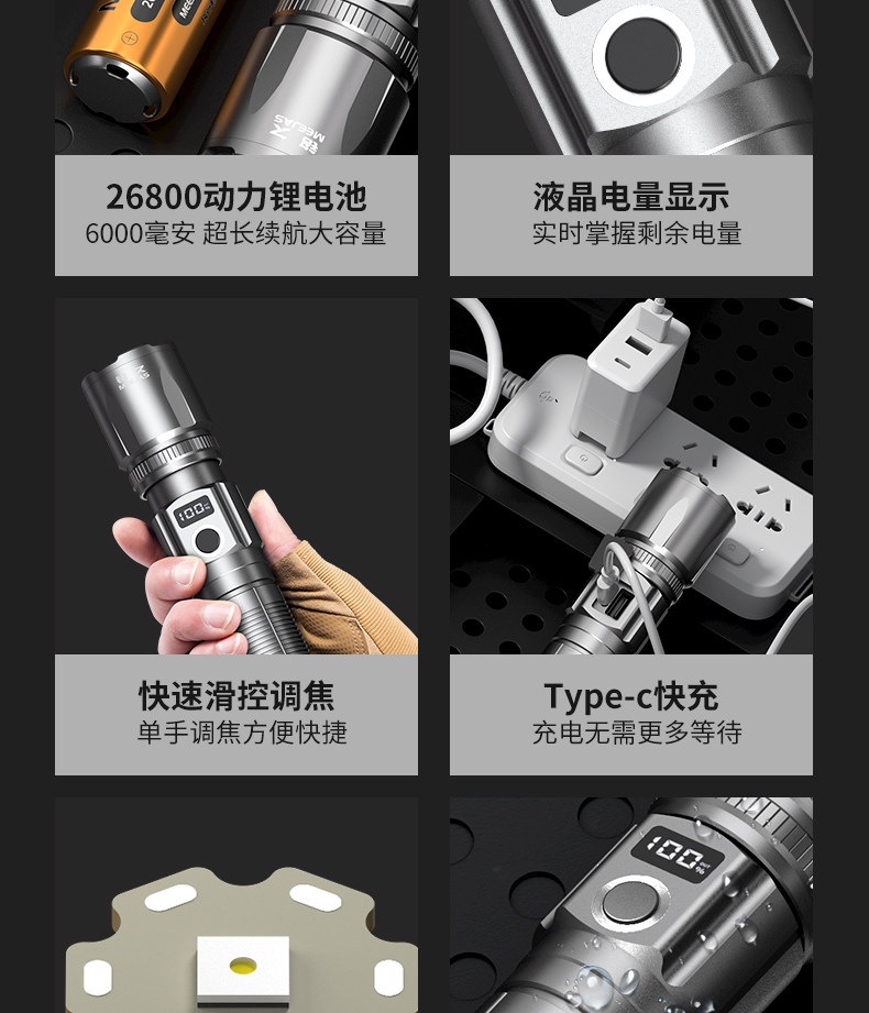 Mingjiu Tactical Laser Ultra-Bright Flashlight Rechargeable for Home and Outdoor Use, Long-Range, Compact, Portable, and with Ultra-Long Battery Life