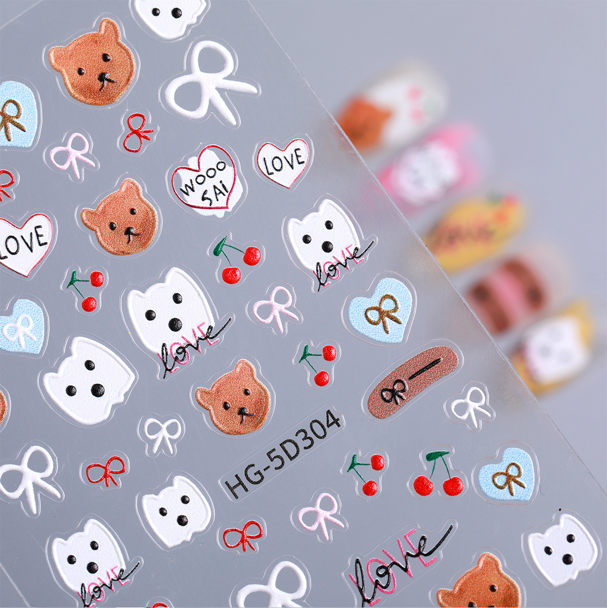 11g Weight Nail Decals  Classification of Nail Art Accessories Nail Patches Nail Supplies PET, tpu Material Animal, Cartoon Pattern Cute Style Cute Animal Cartoon PET Tpu Nail Patches 8