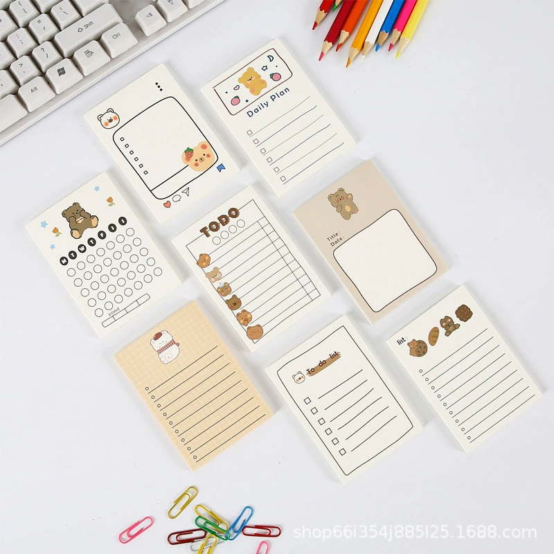 Fruit Bear Notepad Set, 50 pages, assorted colorful covers, cute little message book