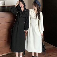 连衣裙2025秋冬法式心领口拉链时尚感收腰显瘦轻奢女装连衣裙