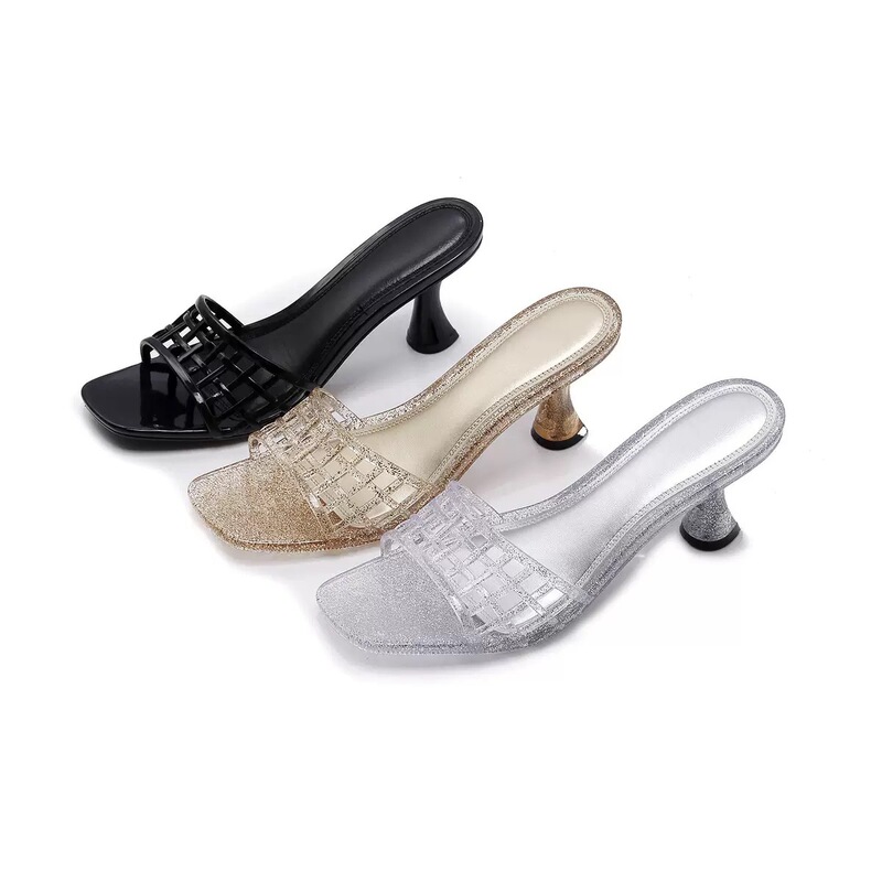 2026 Outdoor Mesh Hollow-Out Thin-Heeled Transparent Sandals, Popular Cross-Border Style, Versatile New Women's Sandals with Square Toe and High Heels 2026 Outdoor Mesh Hollow-Out Thin-Heeled Transparent Sandals, Popular Cross-Border Style, Versatile New Women's Sandals with Square Toe and High Heels