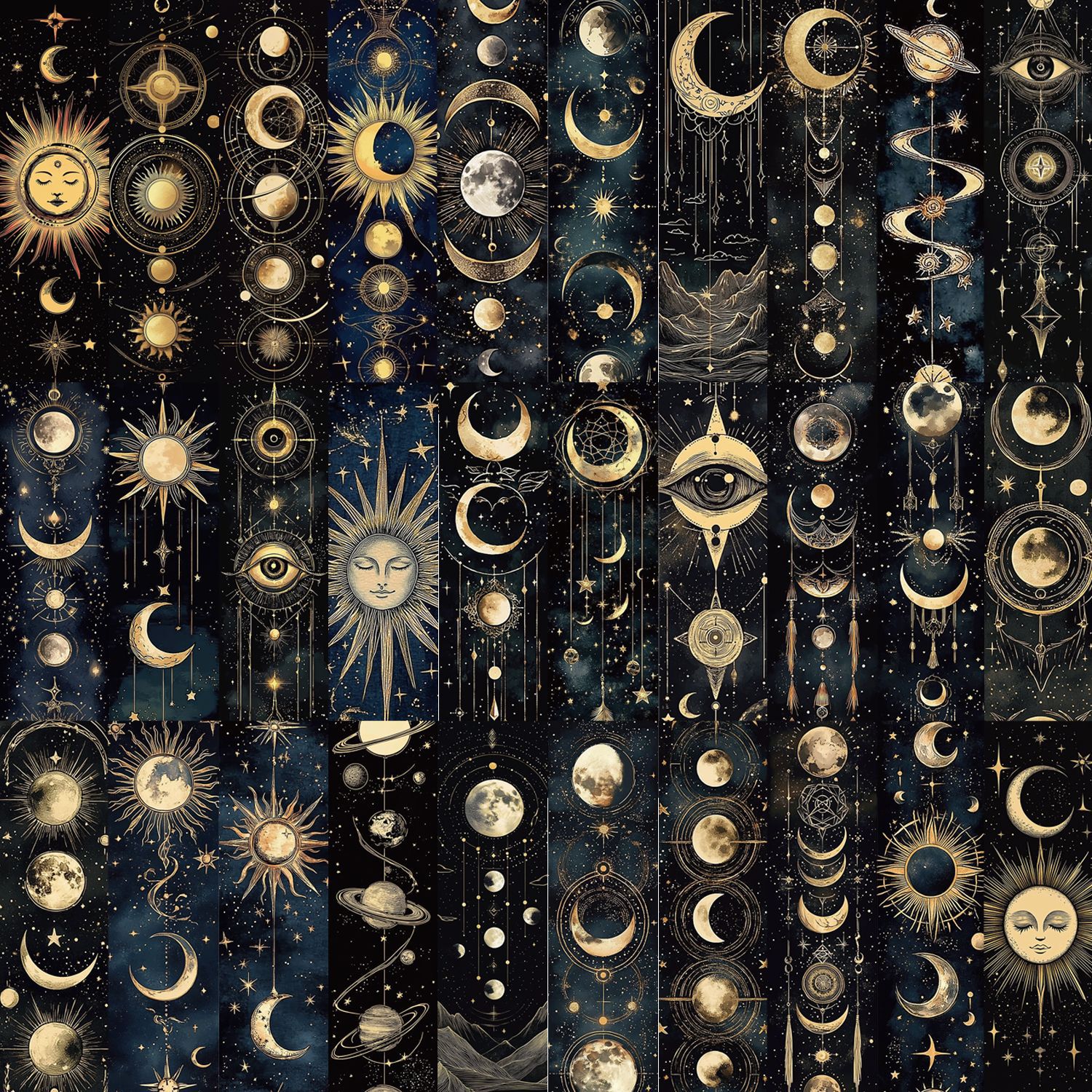 68g Weight Bookmark Stationery Type a Pack of 30 Quantity School, Graduation Occasion Paper Material Sun, Star, Moon Pattern Cute, Vintage Style Style A Pack Of 30 Sun Star Moon School Graduation Paper Cute Vintage Style Bookmark 8