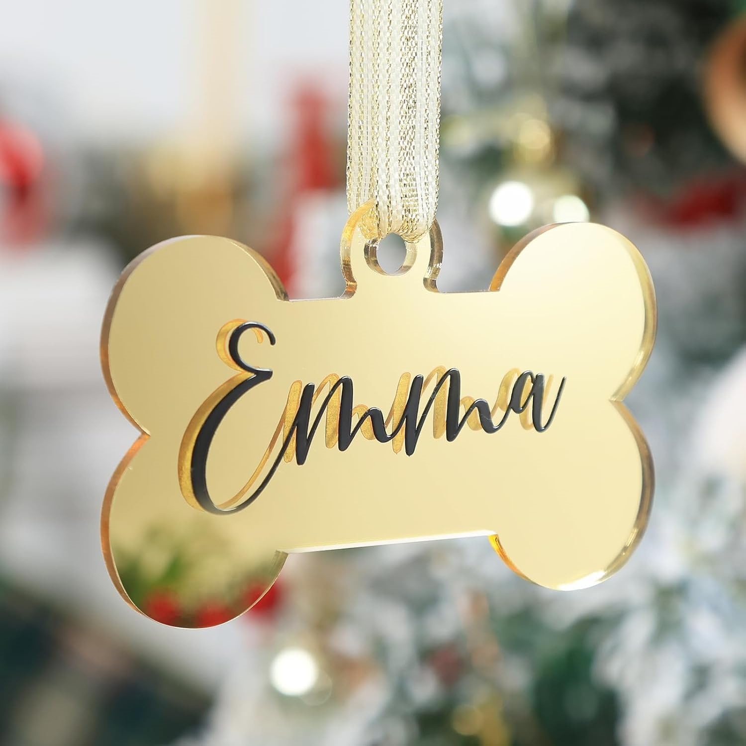 跨境热销金色亚克力骨头装饰挂牌 节日派对宴会装饰宠物diy悬挂牌