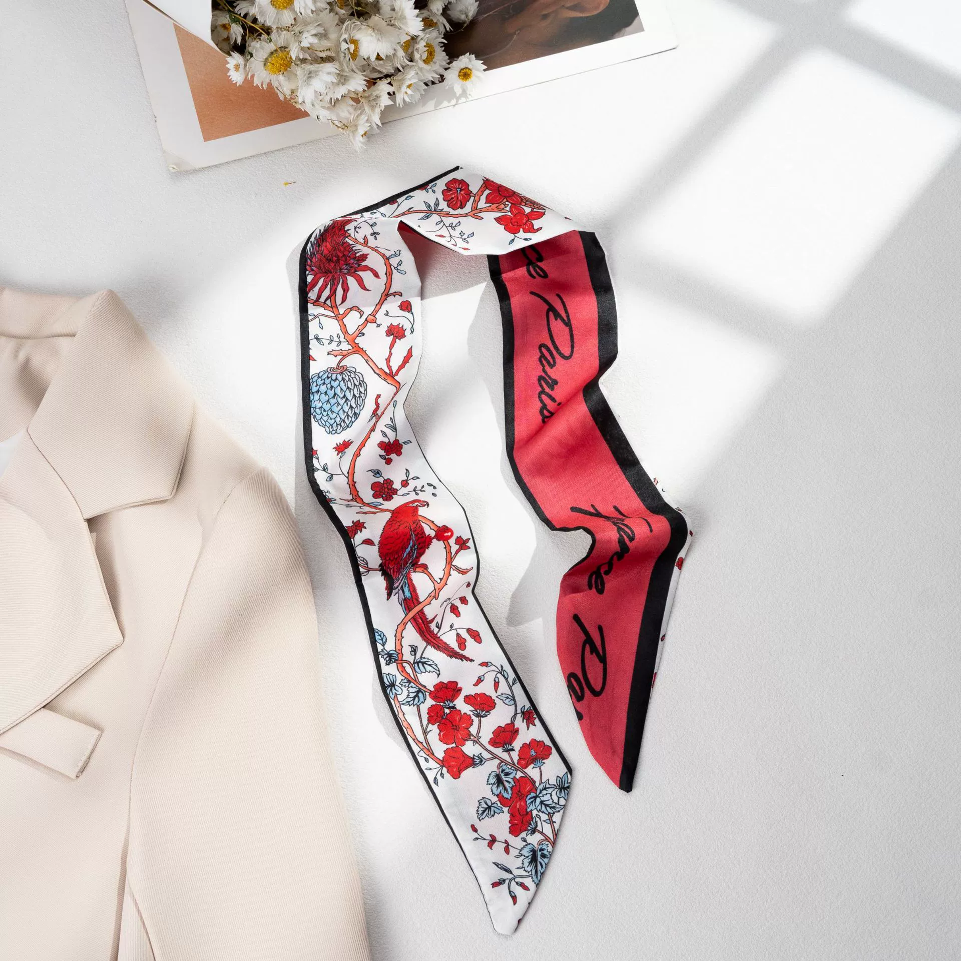 Silk Scarf Hairband (Suhang) long streamer 89×3.8 cm, lightweight gift box option