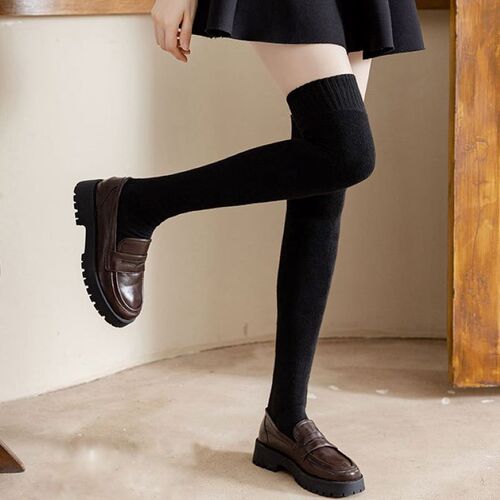 Fall/Winter Fleece-Lined, Thick Over-Knee Socks | Terry-Cloth Women's Long-Height Thickened Cotton Socks | Warm, High-Shot Streetwear & Preppy-Style College Socks
