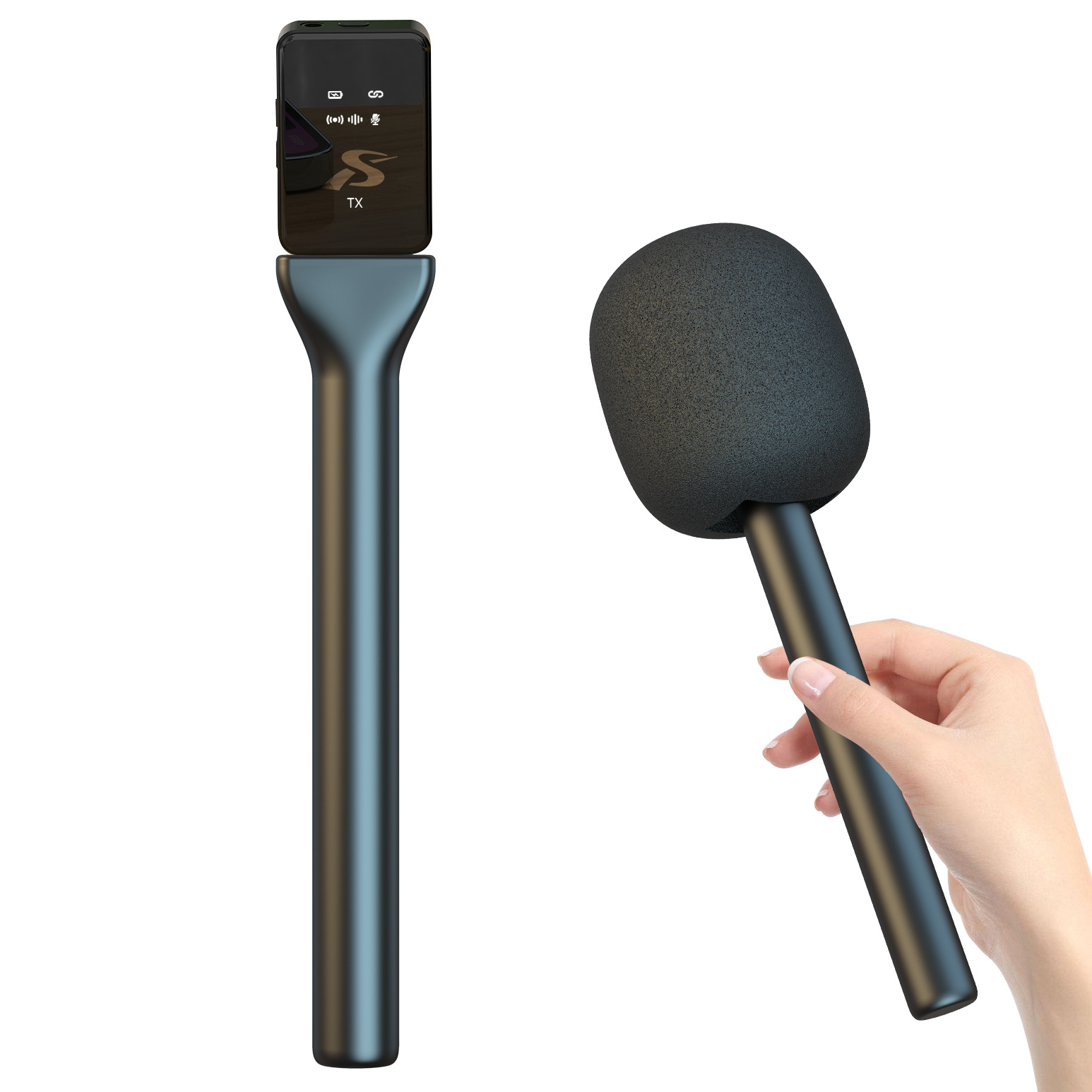 Nuevo micrófono de clip de cuello, palo de entrevista de mano, micrófono de cuello de clip de entrevista al aire libre en vivo