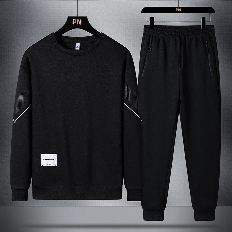 Nuevo conjunto de sudadera informal para hombre de primavera y otoño, sudadera de cuello redondo, pantalones largos, conjunto deportivo de dos piezas de marca moderna para hombre