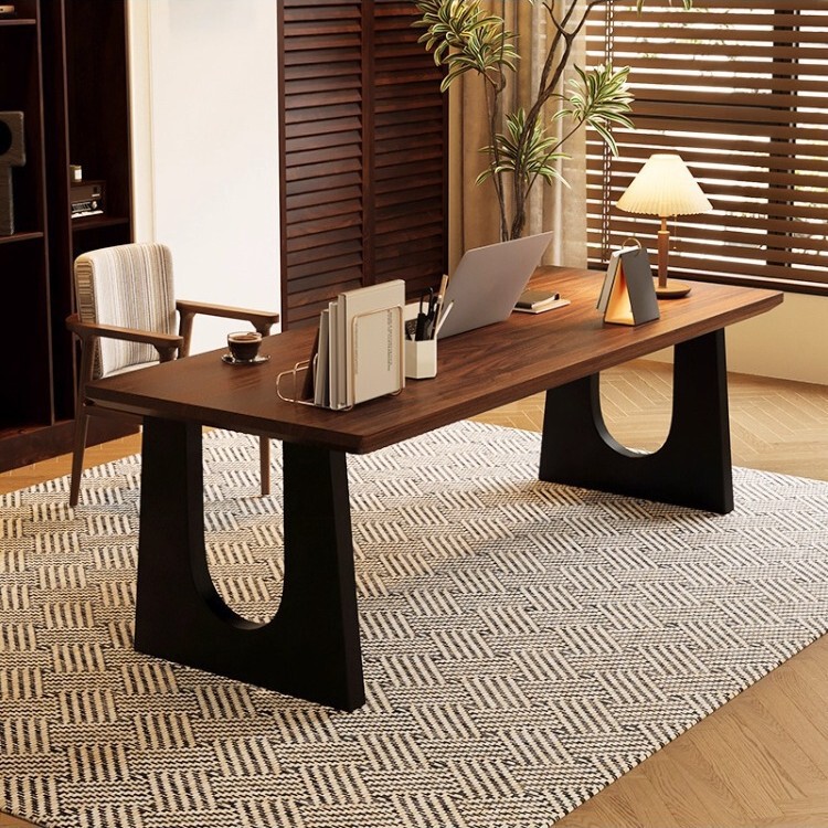 Medieval Style Solid Wood Large Board Desk to Living Room Long Computer Desk Workbench Desktop Home Bedroom Writing Desk