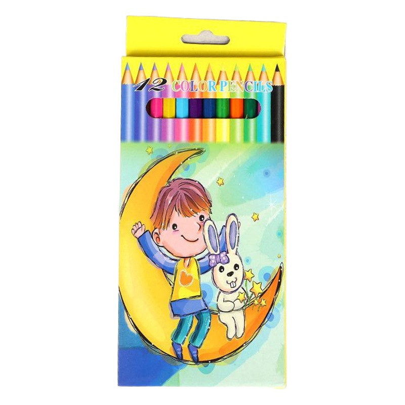 12 color lápiz logo Papelería para niños pequeño regalo pintura para niños regalo de jardín de infantes al por mayor