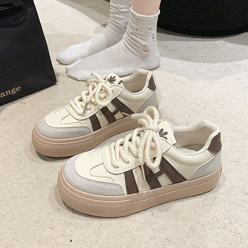 厚底德训鞋小白鞋女2025新款春秋百搭学生系带帆布鞋休闲运动板鞋|undefined