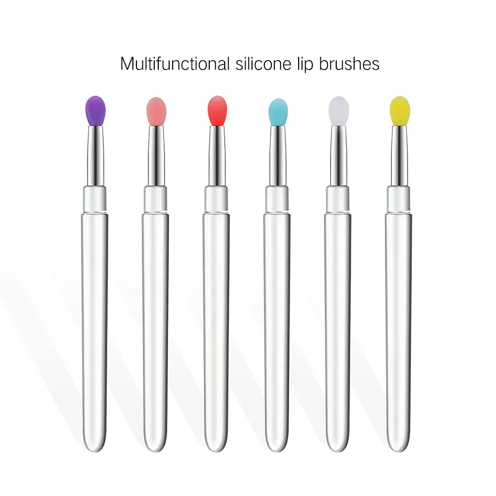 跨境爆款硅胶唇刷带盖防尘多功能亮片眼影化妆刷唇部晕染口红刷