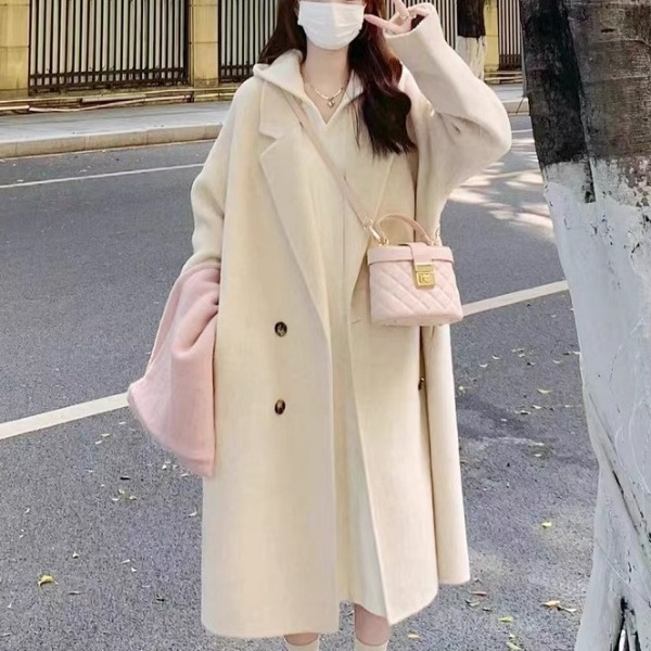 小个子毛呢外套女赫本风韩版中长款呢子大衣女装秋冬款学生套装潮