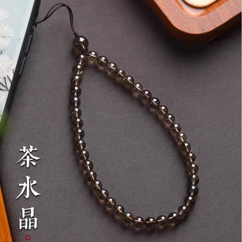 Tea Crystal Simple Retro Mobile Phone Lanyard Wrist Accessory Synthetic Crystal Beads Anti-Lost Anti-Drop Unisex Fashion