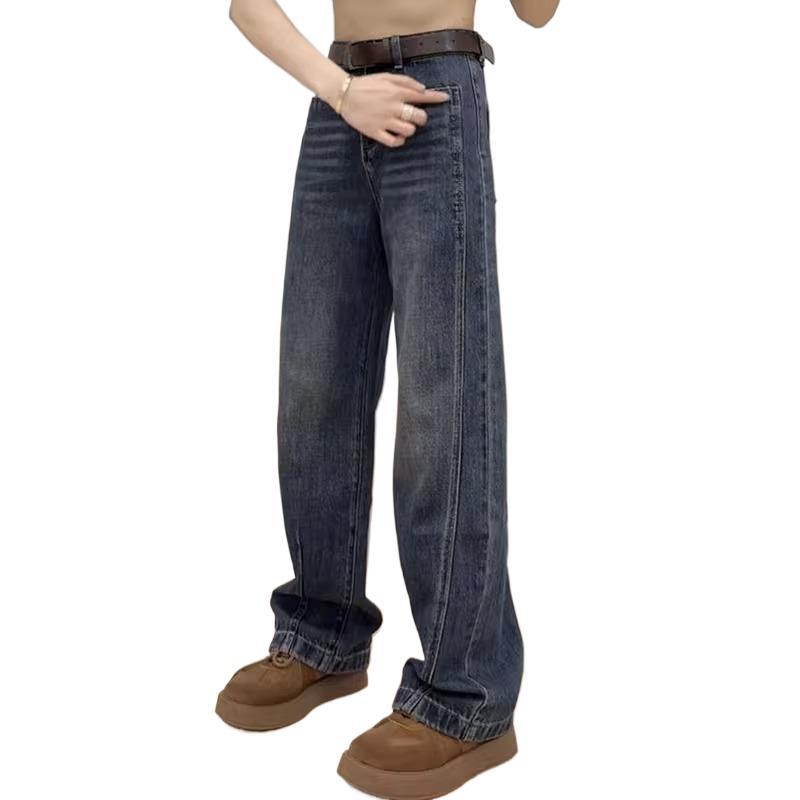 플러스 사이즈 좁은 넓은 다리 바지 청바지 여성의 가을 새 통통녀 느슨한 배 모양 마체 테 바나나 바지