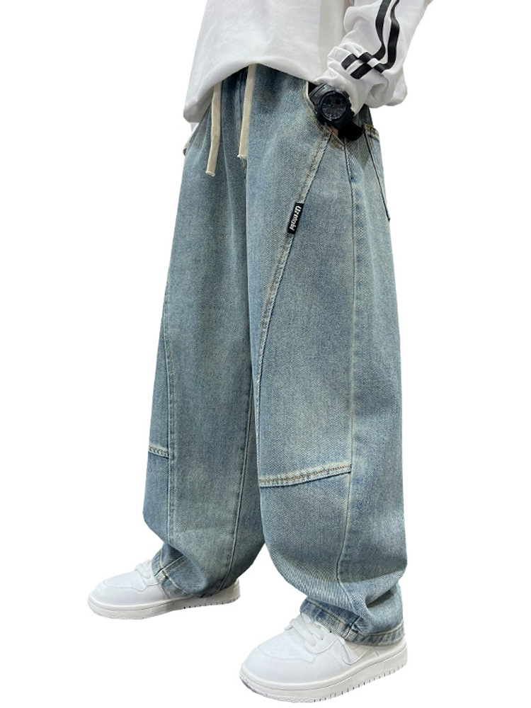 男の子用デニムパンツ 2026年秋新作 おしゃれでかっこいい韓国風パンツ 子供用カジュアルパンツ 春秋向け中高学年向け