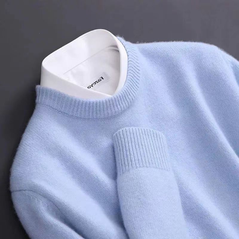 Round Neck Wool Sweater Men's Bat-Shaped Large Size Knitted Bottoming Shirt Autumn and Winter New Men's Sweater Top