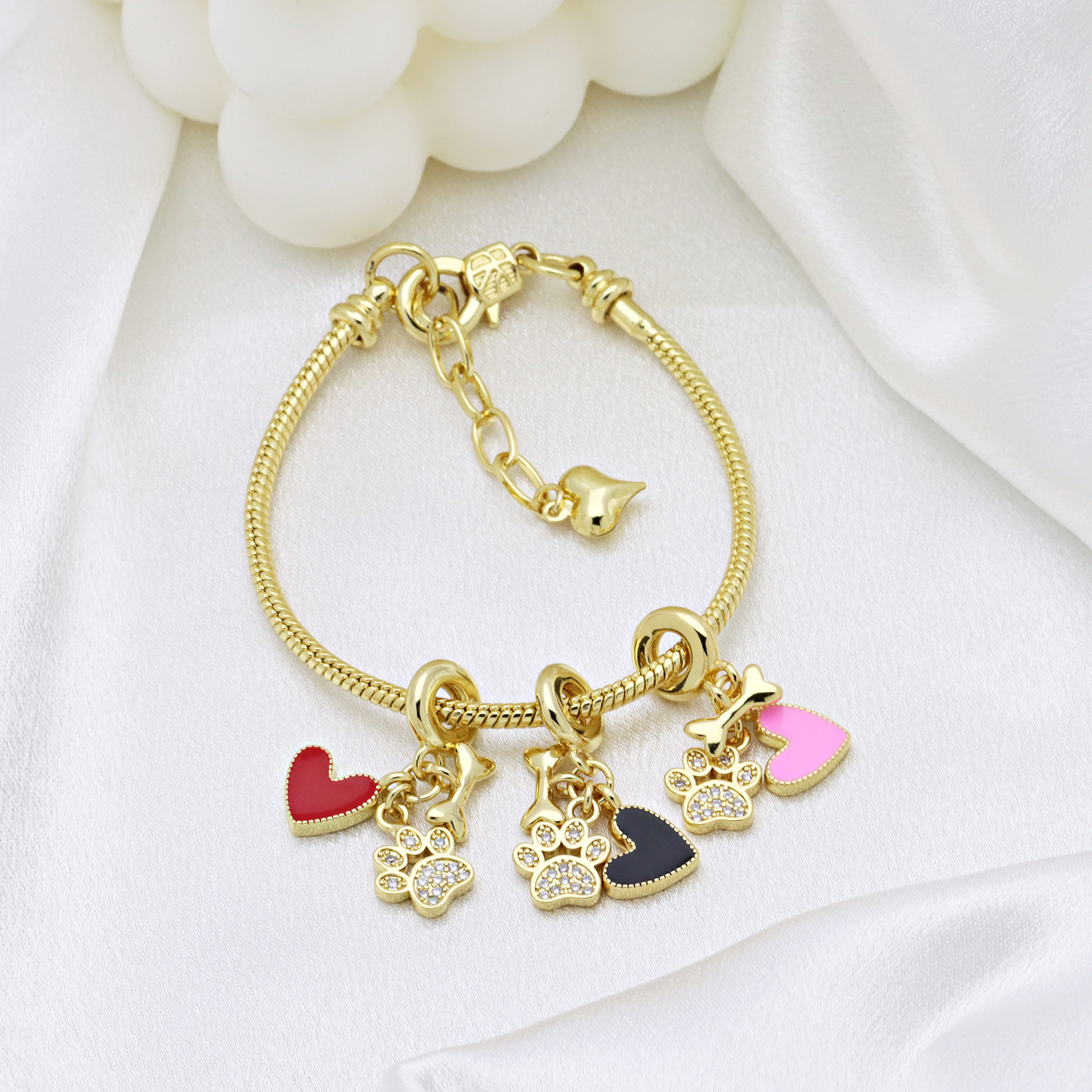 Pendant Jewelry Making Type 1 Piece 31mm Copper Zircon Paw Print Heart Shape Unforgettable Pendant