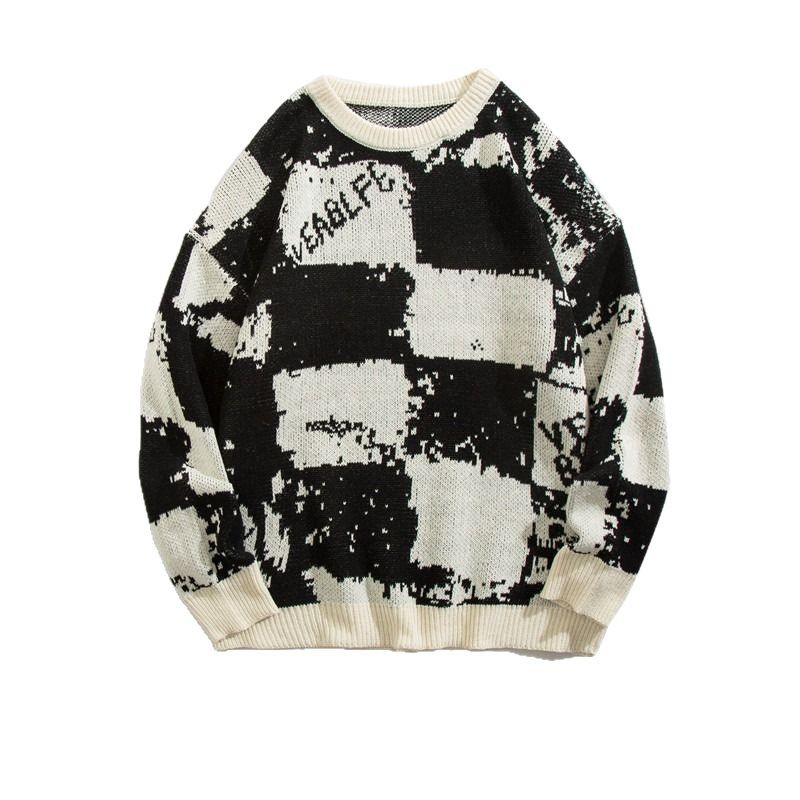 Demi-season retro design colored trend knitted brand sweater for men…