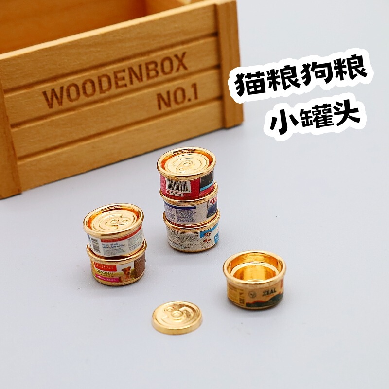 Cross-border 1:12 doll house dollhouse mini simulation model miniature pet scene dog food cat food canned