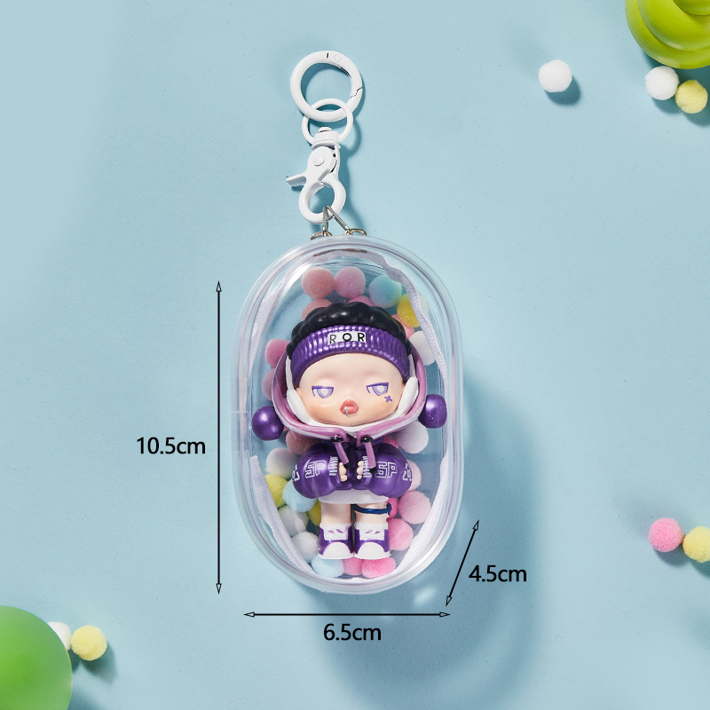 Thickened—small [10.5cm] oval—transparent [bag + keychain + hair ball]