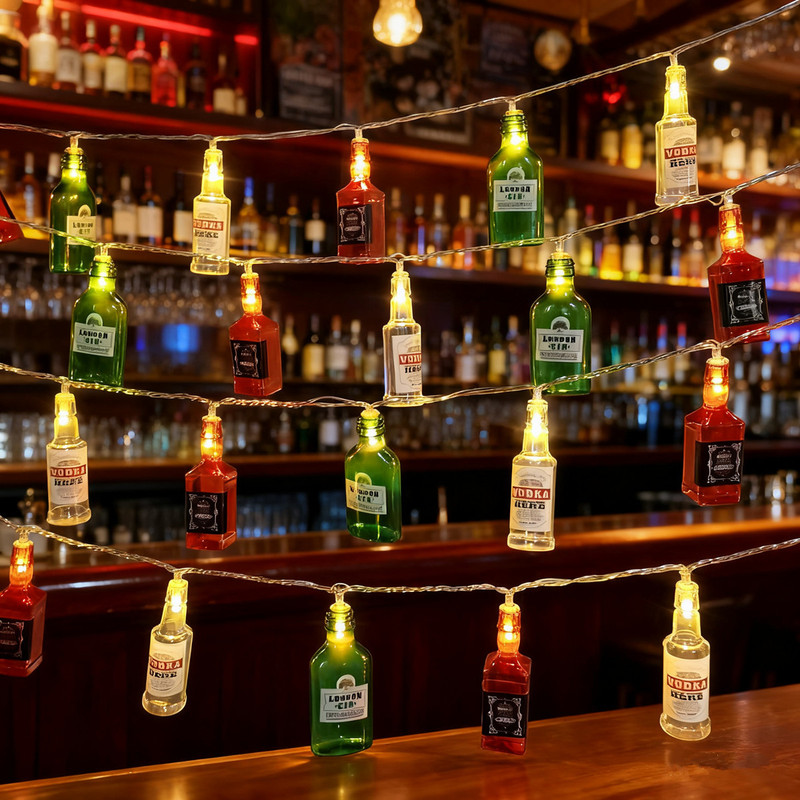 Led Wine Bottle Small Colorful String Lights Bar Scene Decoration Atmosphere Lights Holiday Party Room Girl Bedroom Decoration