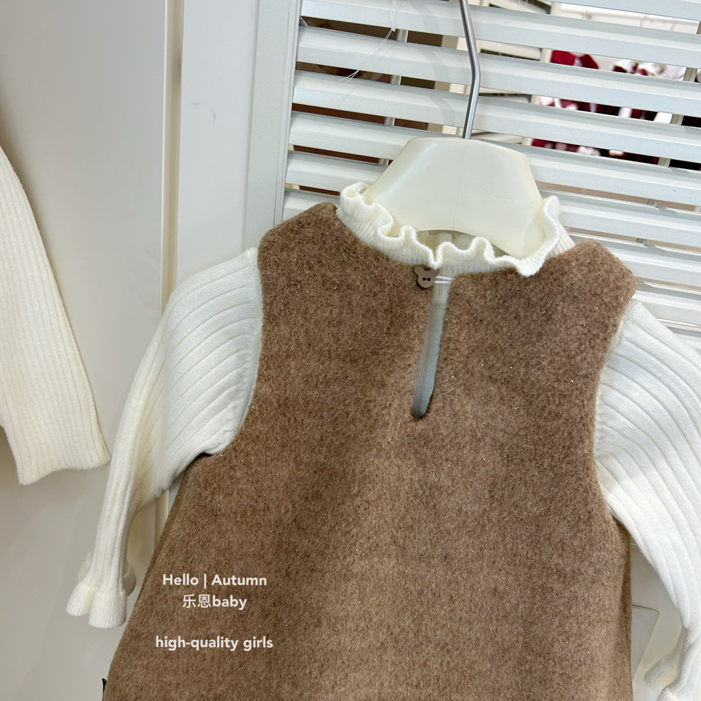 [Ropa de niños de Leen] chaleco de invierno caliente de oso para niñas, chaleco de flores, vestido de moda de Año Nuevo para bebés