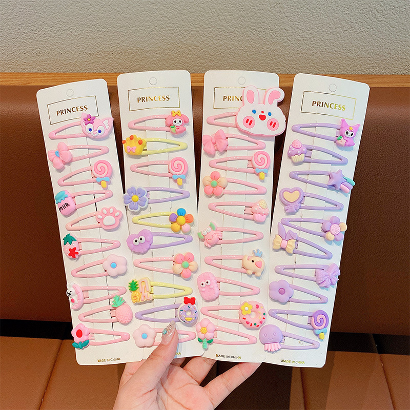 Clip de cabello auténtico para niños, clip de cabello rotos para chicas, clip de cabello no dañado, tarjeta de cabello de fresa, cartón de dibujos animados, clip de cabello lateral para bebés.