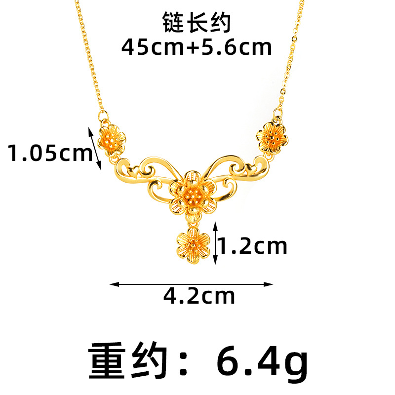 Collar de vid de flores de oro de arena para mujeres verano versátil de alta calidad temperamento ligero joyería de lujo nuevos productos transfronterizos al por mayor