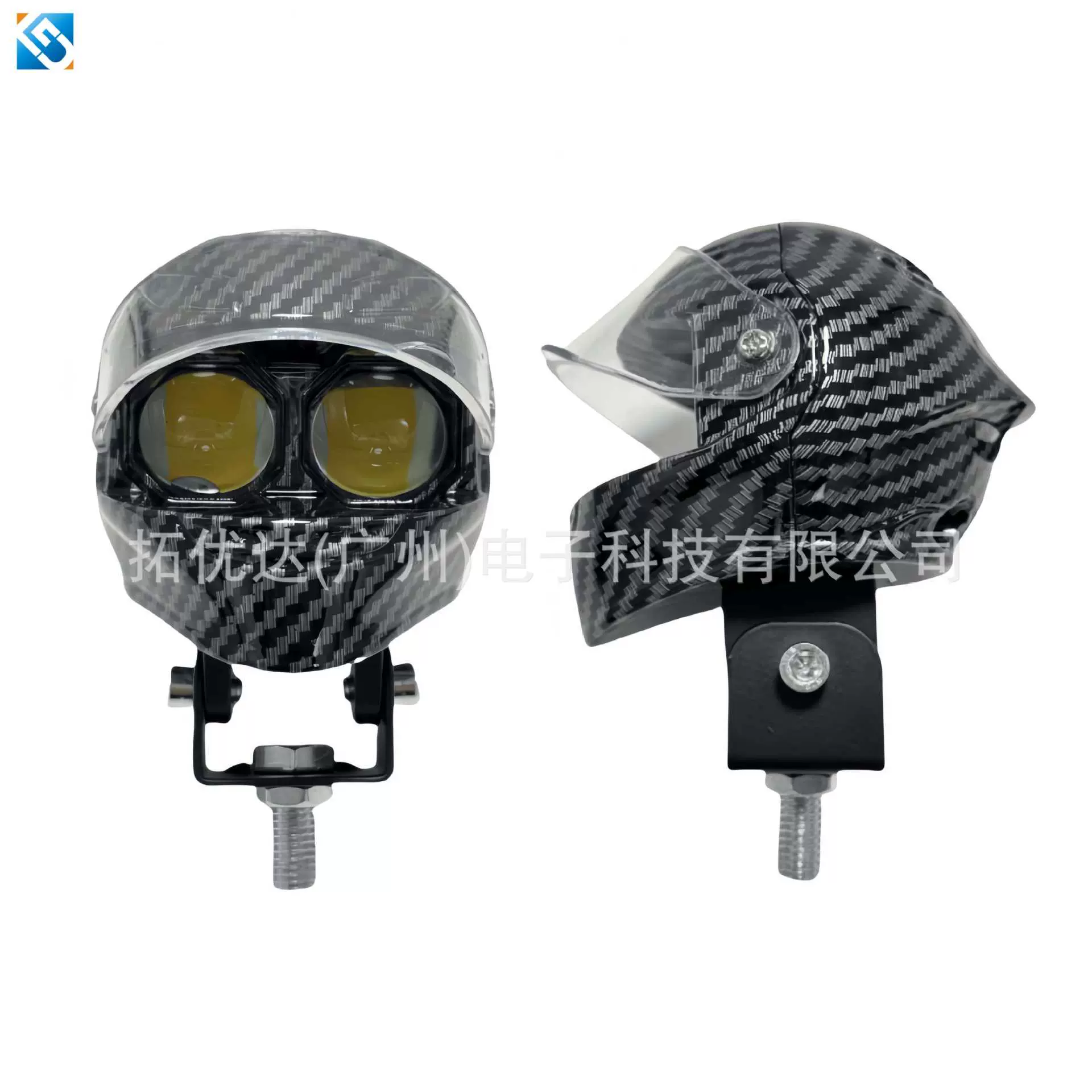 TYD新款 摩托车led外置射灯 头盔款电动车改装远近光双色前照大灯