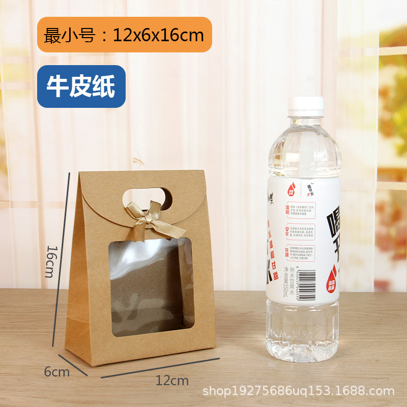 Bolsa de embalaje transparente de la ventana del arco del tirón en stock bolso al por mayor bolsa de papel de embalaje de regalo bolsa de regalo grande