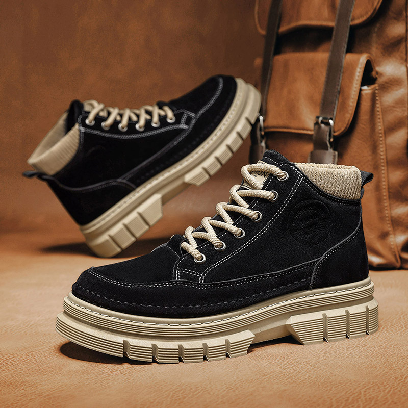 Men's 2025 Autumn and Winter High-Top Boots Outdoor Work Boots Fashion Trendy Casual Men's Shoes Non-Slip Thick-Soled Men's Shoes