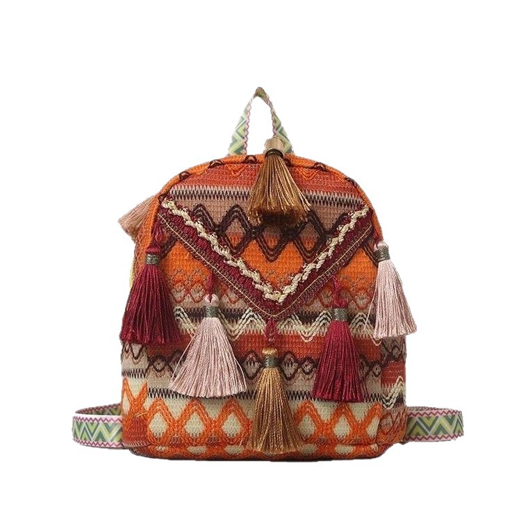 Transfronterizos nuevos bolsos de estilo nacional de moda moda mochila con bordas de diseño original bolsos de moda de mujeres versátiles