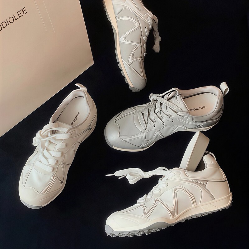 Sheepskin Version~Grape Mom's Same Style, 5cm Hidden Height Increase, Round Toe, Lace-Up Sports Dad Shoes for Women, German Training Shoes, Forrest Gump Shoes