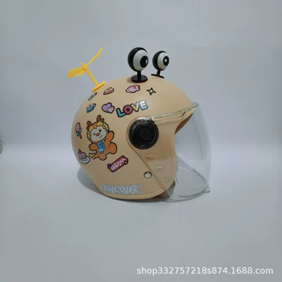 Motosiklet kaskı (dəbilqə): Motorcycle Safety Helmet for Babies Aged 1-6 - khaki-scarf-dragon-transparent-long-mirror-black-eyes-yellow-windmill-3c-children-1-6-years-old-wl07