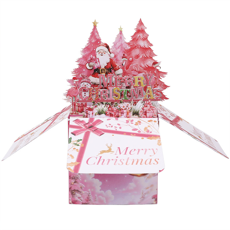火烈鸟粉色圣诞节立体盒贺卡3D创意弹出式卡片 pop-up greeting|undefined