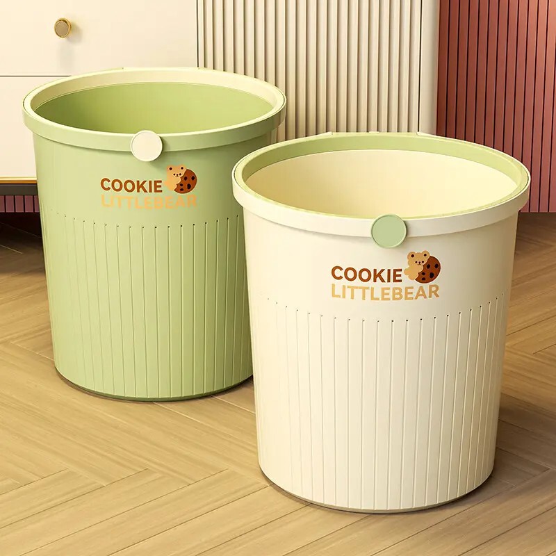 2025 New Cream-Style Trash Can for Home Use, Large Size, High Aesthetic Value, Suitable for Kitchen, Living Room, Bathroom, Simple Bedroom Wastebasket, Lightweight