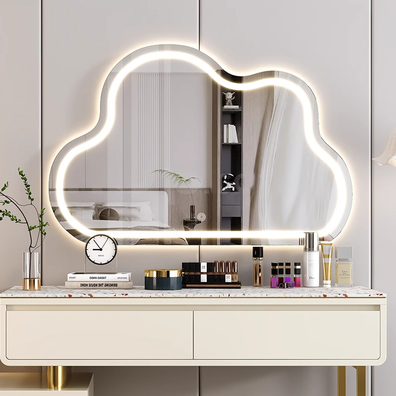 Espejo de maquillaje de nube 2025 nuevo espejo tocador dormitorio escritorio pared colgante led inteligente espejo de tocador con luz