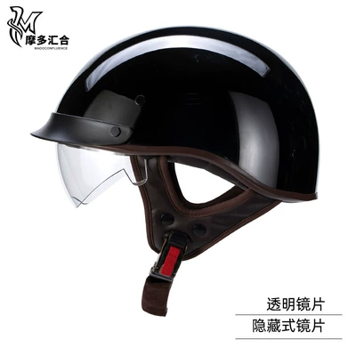 Vehicle Safety Helmet Women, Motosiklet kaskı (dəbilqə) - bright-black-hidden-transparent-lens-m