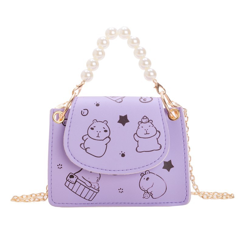 Versión coreana del bolso de hombro para niños Xiaoxiangfeng, lindo y divertido Kapibala, bolso de perlas para niños, nuevo bolso de cadena para niños