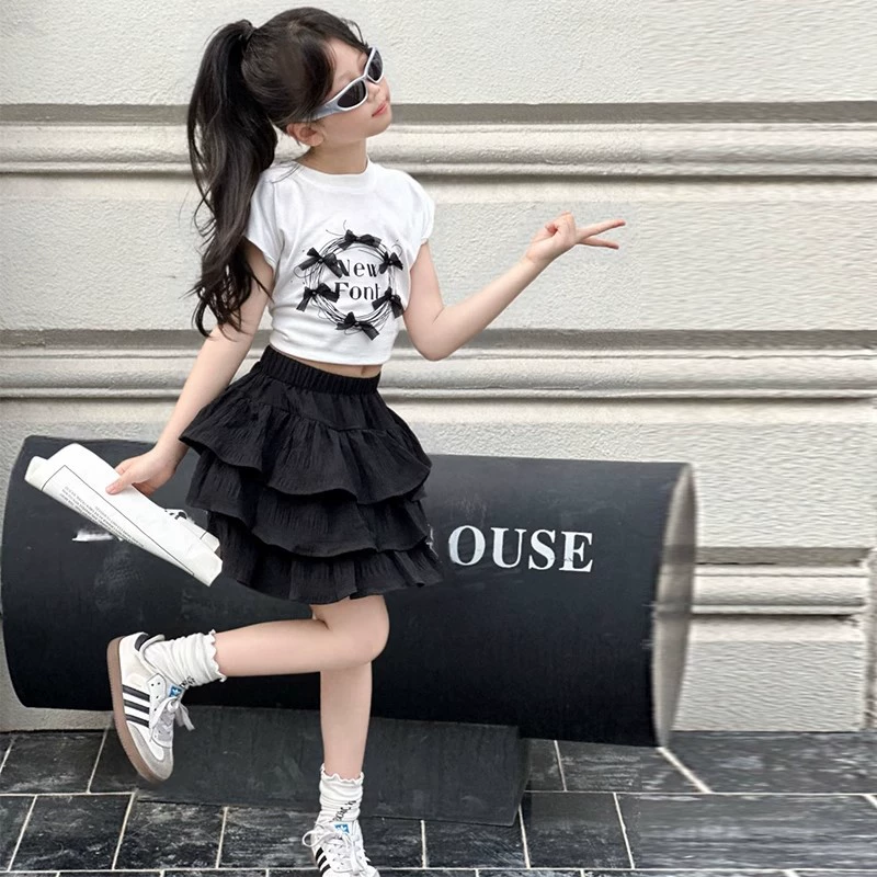 Summer clothing, set, short short sleeve T-shirt, mini-skirt, skirt, trousers, with short sleeve, fitted, western style