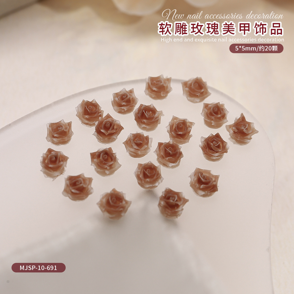 Nueva imitación de joyas de uñas rosadas caliente camellia suave tallada perforación de uñas red rojo para usar accesorios de uñas image 15