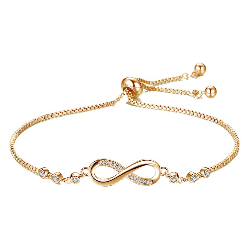European and American Cross-border Geometric Infinite Loop 8-character Bracelet Women's Simple Fashion Crystal Adjustable Pull Bracelet Bracelet