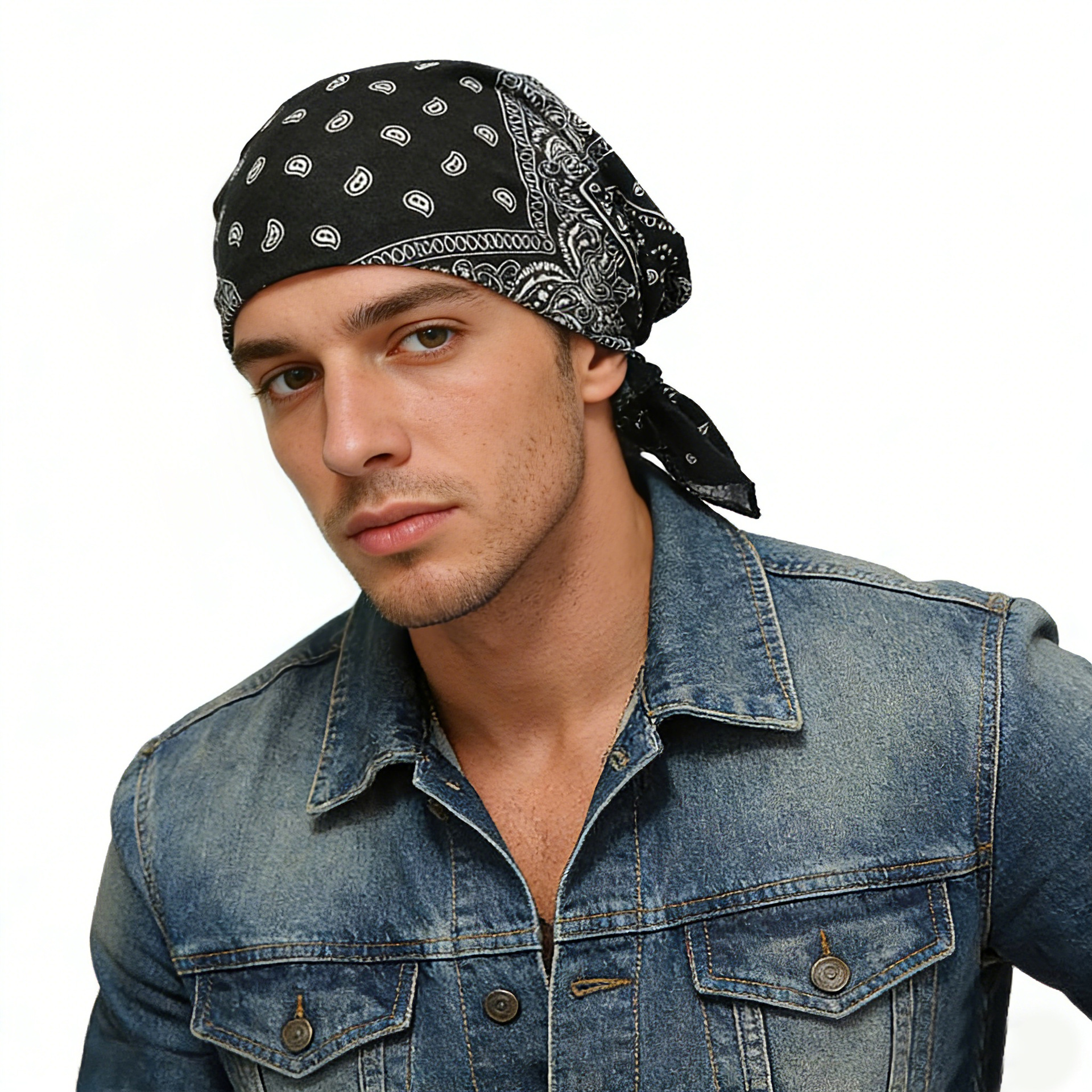 Erkekler için Polyester Paisley Desenli Kaju Çiçeği Kare Şal, Hip Hop Tarzı Açık Hava Bisiklet Bandanası Başörtüsü (Unisex)_voghion.com