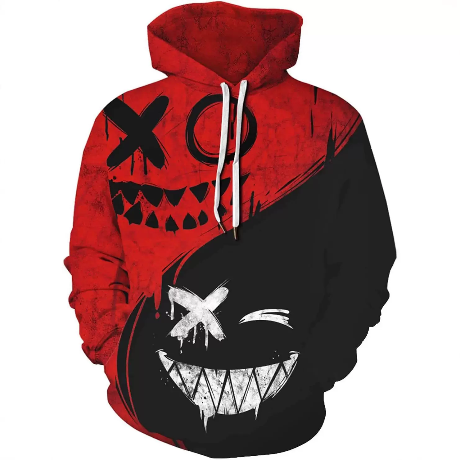 跨境亚马逊秋季新款涂鸦万圣节血渍恐怖印花休闲男士连帽卫衣