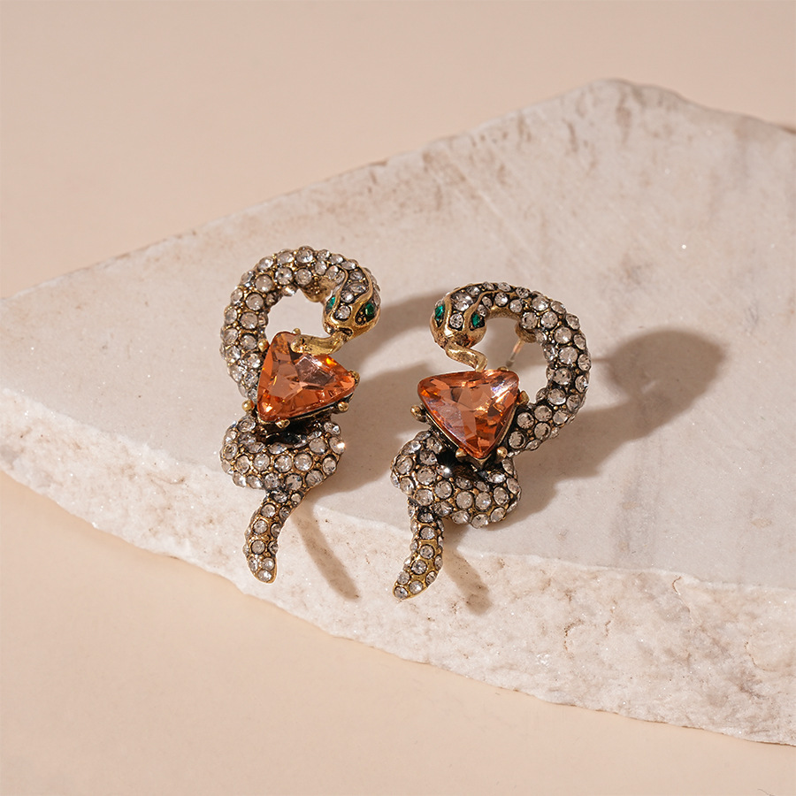 Statement Snake Drop Earrings Retro Style Silver Needle Jewelry_voghion.com