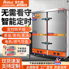 双门蒸箱商用大型蒸饭食堂酒店燃气蒸饭柜24盘蒸箱电气两用蒸饭柜